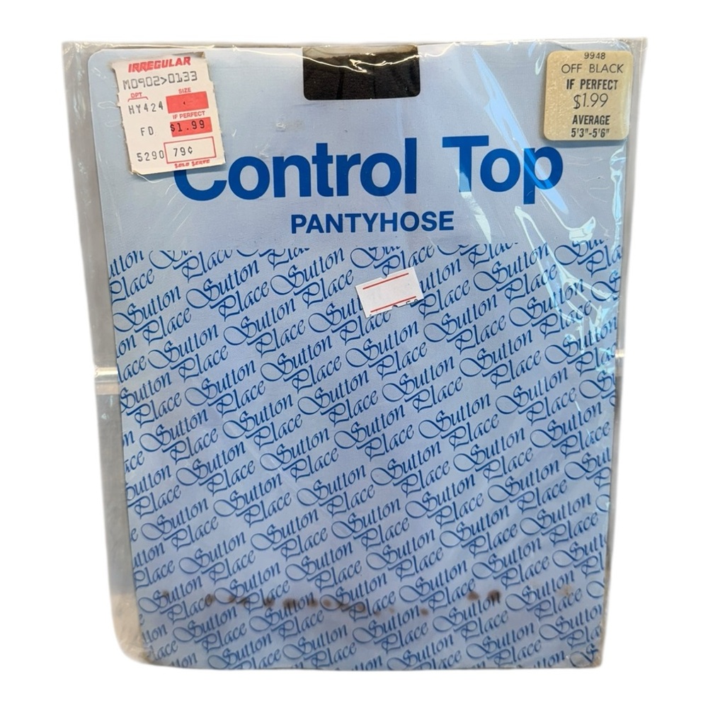 Vintage Sutton Place Control Top Pantyhose Size Average Color Off Black